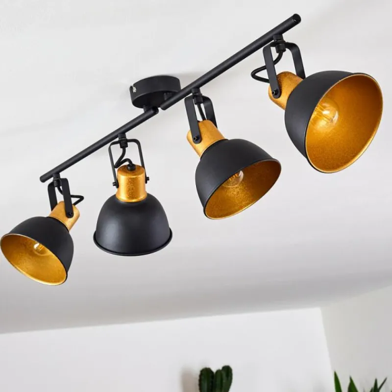Lampes Dorées-hofstein Plafonnier Blackburn Noir doré, 4 lumières