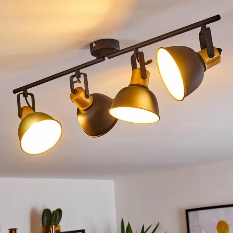 Lampes Dorées-hofstein Plafonnier Blackburn Noir doré, 4 lumières