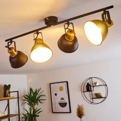 Lampes Dorées-hofstein Plafonnier Blackburn Noir doré, 4 lumières