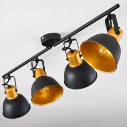 Lampes Dorées-hofstein Plafonnier Blackburn Noir doré, 4 lumières