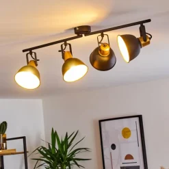 Lampes Dorées-hofstein Plafonnier Blackburn Noir doré, 4 lumières