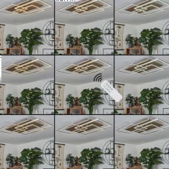 hofstein Plafonnier Blandford LED Écru, Nickel mat, Argenté, 3 lumières, Télécommandes