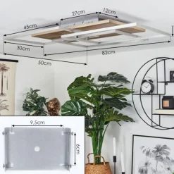 hofstein Plafonnier Blandford LED Écru, Nickel mat, Argenté, 3 lumières, Télécommandes