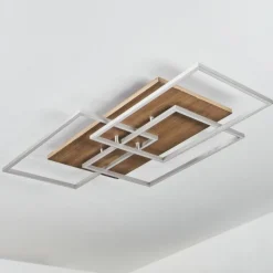 hofstein Plafonnier Blandford LED Écru, Nickel mat, Argenté, 3 lumières, Télécommandes