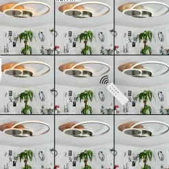 hofstein Plafonnier Blandford LED Écru, Nickel mat, Argenté, 1 lumière, Télécommandes