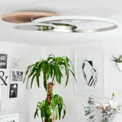 hofstein Plafonnier Blandford LED Écru, Nickel mat, Argenté, 1 lumière, Télécommandes