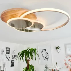 hofstein Plafonnier Blandford LED Écru, Nickel mat, Argenté, 1 lumière, Télécommandes