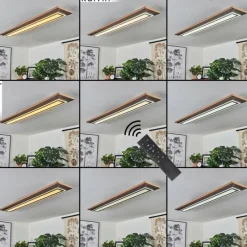 hofstein Plafonnier Blandford LED Brun, Couleur bois, Noir, 2 lumières, Télécommandes