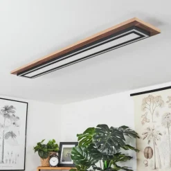 hofstein Plafonnier Blandford LED Brun, Couleur bois, Noir, 2 lumières, Télécommandes