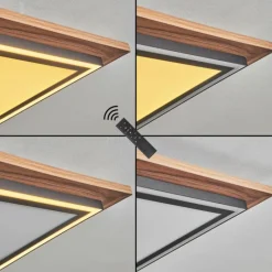 hofstein Plafonnier Blandford LED Brun, Couleur bois, 2 lumières, Télécommandes