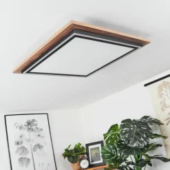 hofstein Plafonnier Blandford LED Brun, Couleur bois, 2 lumières, Télécommandes