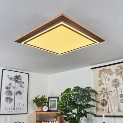 hofstein Plafonnier Blandford LED Brun, Couleur bois, 2 lumières, Télécommandes