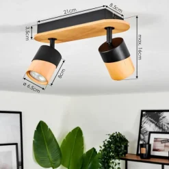 Luminaires Scandinaves-hofstein Plafonnier Blondo Écru, Noir, 2 lumières