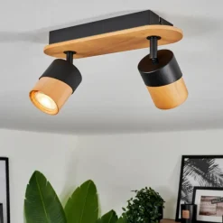 Luminaires Scandinaves-hofstein Plafonnier Blondo Écru, Noir, 2 lumières