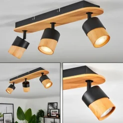 Luminaires Scandinaves-hofstein Plafonnier Blondo Écru, Noir, 3 lumières
