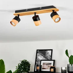 Luminaires Scandinaves-hofstein Plafonnier Blondo Écru, Noir, 3 lumières