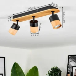 Luminaires Scandinaves-hofstein Plafonnier Blondo Écru, Noir, 3 lumières