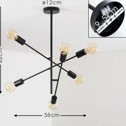 Lampes Vintages & Rétros-hofstein Plafonnier Bogno Noir, 6 lumières