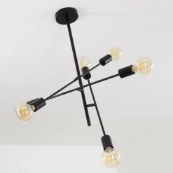 Lampes Vintages & Rétros-hofstein Plafonnier Bogno Noir, 6 lumières