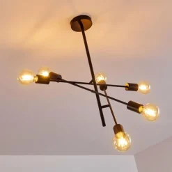 Lampes Vintages & Rétros-hofstein Plafonnier Bogno Noir, 6 lumières