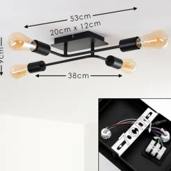 Lampes Vintages & Rétros-hofstein Plafonnier Bogno Noir, 4 lumières