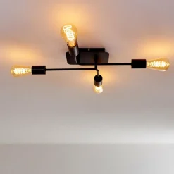 Lampes Vintages & Rétros-hofstein Plafonnier Bogno Noir, 4 lumières