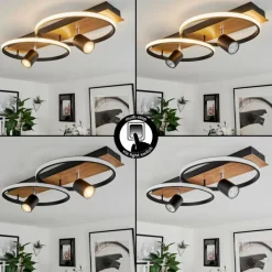hofstein Plafonnier Boim LED Couleur bois, Noir, 3 lumières