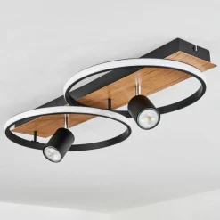 hofstein Plafonnier Boim LED Couleur bois, Noir, 3 lumières