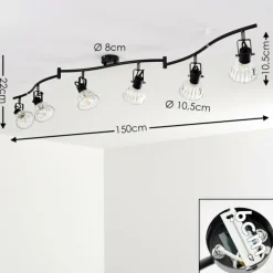 hofstein Plafonnier Bois Noir, 6 lumières