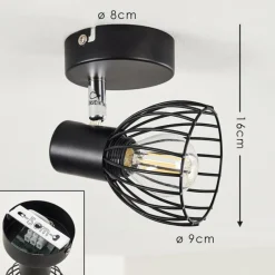 hofstein Plafonnier Bolderslev Chrome, Noir, 1 lumière* Spots Et Projecteurs