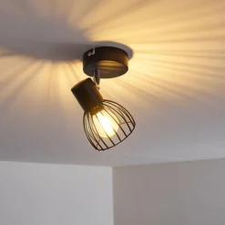 hofstein Plafonnier Bolderslev Chrome, Noir, 1 lumière* Spots Et Projecteurs