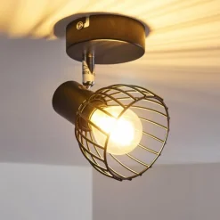 hofstein Plafonnier Bolderslev Chrome, Noir, 1 lumière* Spots Et Projecteurs