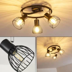 hofstein Plafonnier Bolderslev Chrome, Noir, 3 lumières