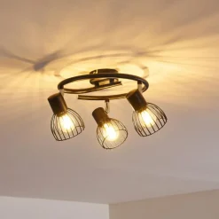 hofstein Plafonnier Bolderslev Chrome, Noir, 3 lumières