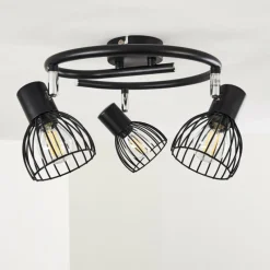 hofstein Plafonnier Bolderslev Chrome, Noir, 3 lumières