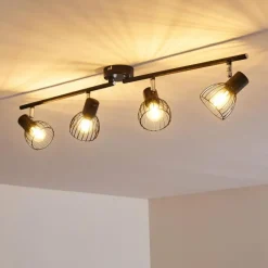 hofstein Plafonnier Bolderslev Chrome, Noir, 4 lumières