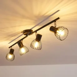 hofstein Plafonnier Bolderslev Chrome, Noir, 4 lumières