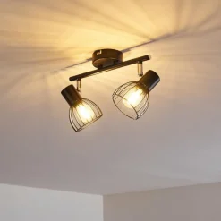 hofstein Plafonnier Bolderslev Chrome, Noir, 2 lumières