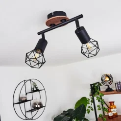 Lampes Vintages & Rétros-hofstein Plafonnier Borio Brun, Noir, 2 lumières