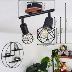 Lampes Vintages & Rétros-hofstein Plafonnier Borio Brun, Noir, 2 lumières