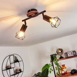 Lampes Vintages & Rétros-hofstein Plafonnier Borio Brun, Noir, 2 lumières