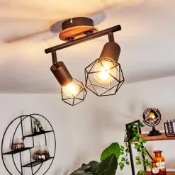 Lampes Vintages & Rétros-hofstein Plafonnier Borio Brun, Noir, 2 lumières