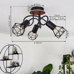 Lampes Vintages & Rétros-hofstein Plafonnier Borio Brun, Noir, 3 lumières
