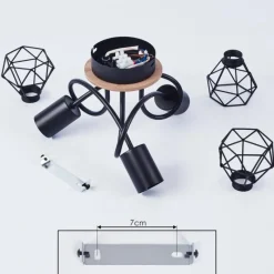 Lampes Vintages & Rétros-hofstein Plafonnier Borio Brun, Noir, 3 lumières