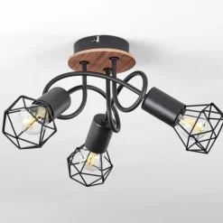 Lampes Vintages & Rétros-hofstein Plafonnier Borio Brun, Noir, 3 lumières