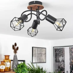 Lampes Vintages & Rétros-hofstein Plafonnier Borio Brun, Noir, 3 lumières