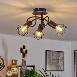 Lampes Vintages & Rétros-hofstein Plafonnier Borio Brun, Noir, 3 lumières