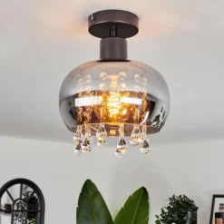 Suspension Verre Fumé-hofstein Plafonnier Boudry Noir, 1 lumière