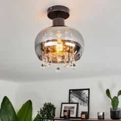 Suspension Verre Fumé-hofstein Plafonnier Boudry Noir, 1 lumière