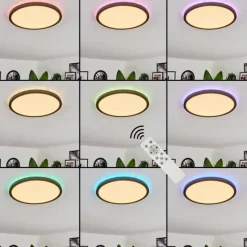 hofstein Plafonnier Boyero LED Noir, 2 lumières, Télécommandes, Changeur de couleurs